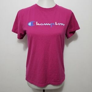 Champion Pink Gradient Graphic Logo Short Sleeve Tee Size Small